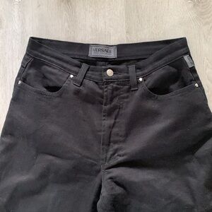 Versace Jeans signature‎ size 33/47 Black stretch logo button casual luxury